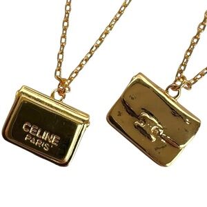CELINE Paris Gold Bag Pendant Necklace